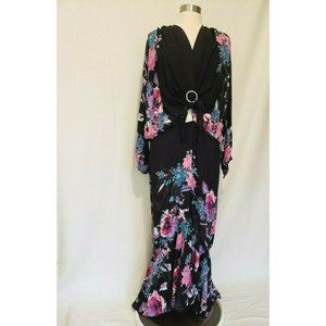 Vintage Black Floral Maxi Dress